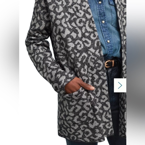 Anthropologie Michael Stars Classic Jacket Leopard Cardigan Sweater Grey Women S - Picture 3 of 13